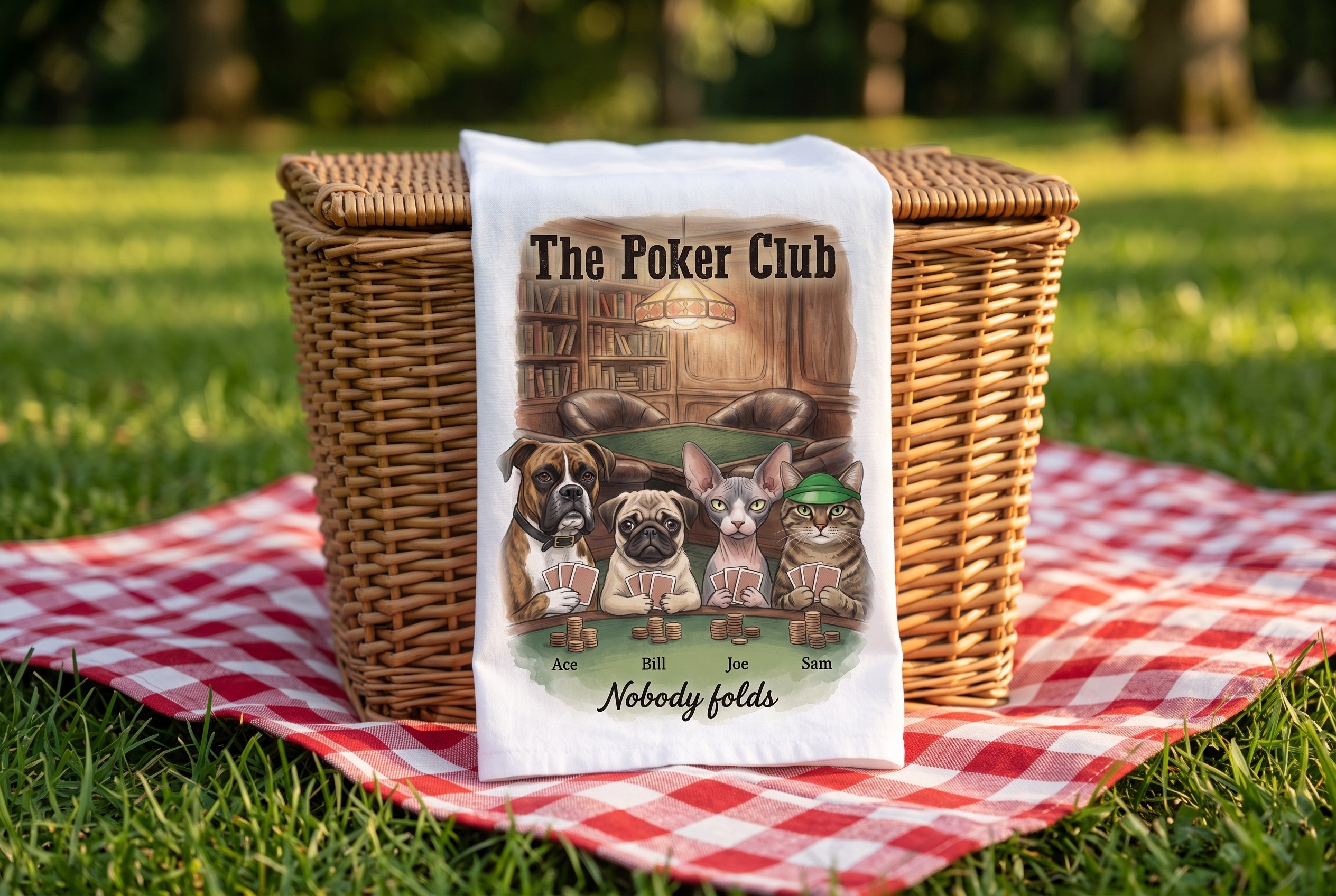 A towel a customer made — Dogs Playing Poker